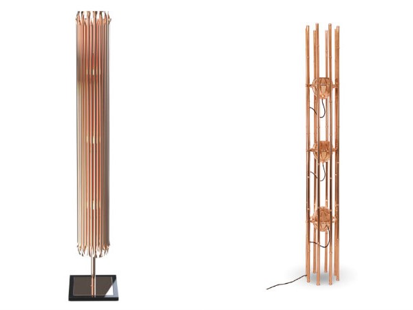 Copper floor lamps for a living room
