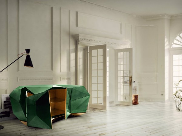 Use mid-century modern floor lamps beside a sideboard Featured