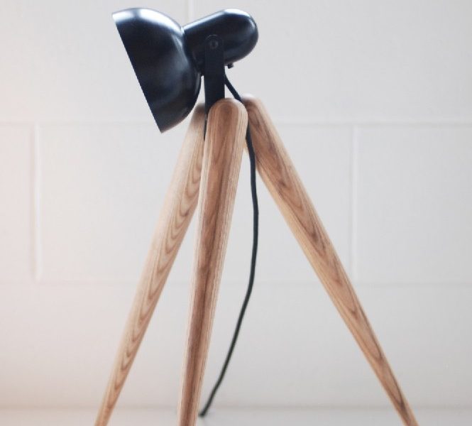 Tripod Floor Lamp / Black and Wood