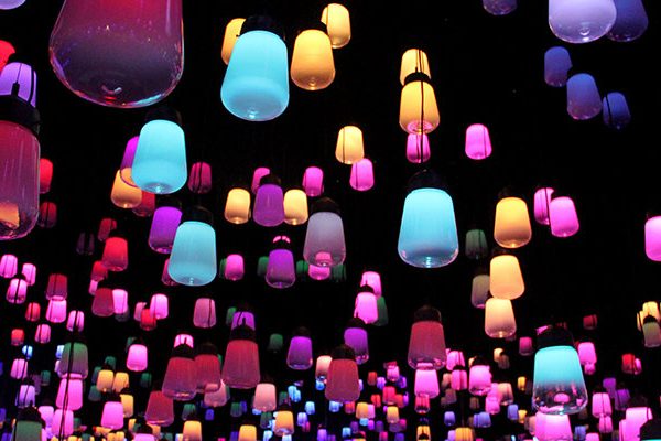 Teamlab created a forest of resonating lamps at maison et objet