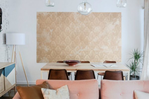Modern Improved Barcelona Apartment features Mid-Century Floor Lamps