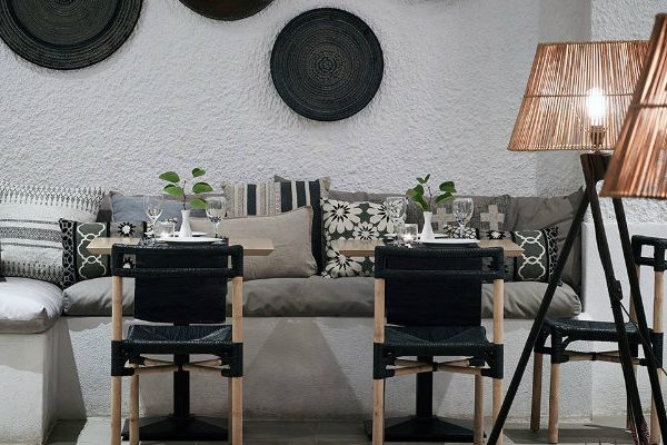 Tripod Floor Lamps Shining in Skiathos Blu Hotel feat