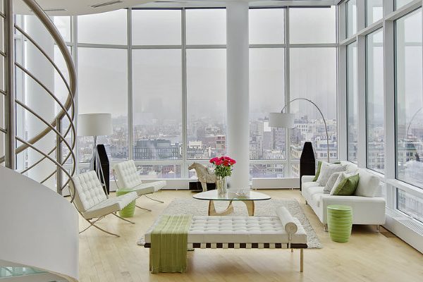 Chelsea Penthouse with Modern Floor Lamps & Sweeping Views FEAT