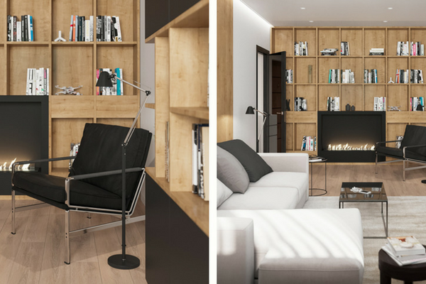 Black and Wood Apartment Shines with Mid-Century Modern LightingBlack and Wood Apartment Shines with Mid-Century Modern Lighting